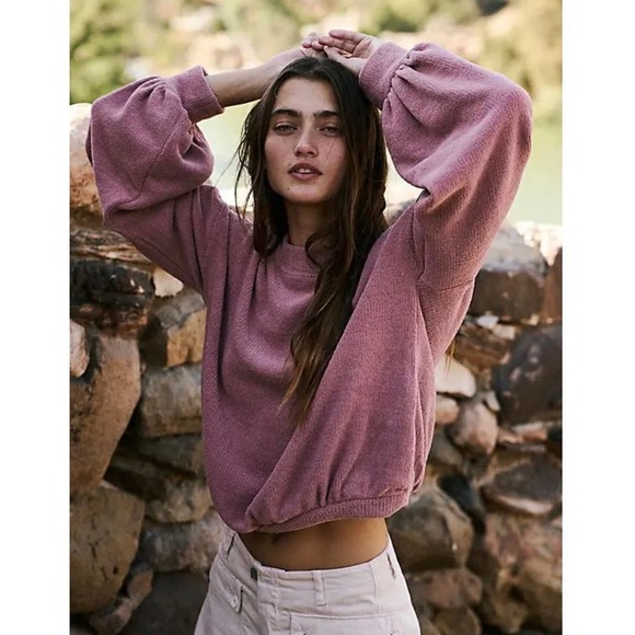 Free People Sweaters - FREE PEOPLE BEACH Women's Happy Pullover By Free-Est Cropped Balloon NEW S